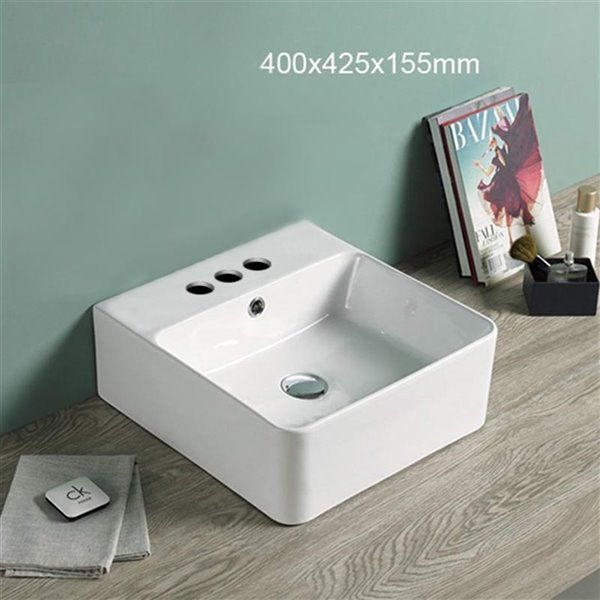 American Imaginations Rectangular Sink - 15.7-in - White