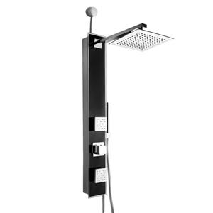 Panneau de douche Easy Connect d'AKDY, verre trempé, noir, 35 po