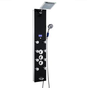 Panneau de douche à commande thermostatique d'AKDY, verre trempé, noir, 51 po