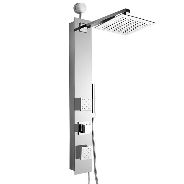 AKDY Easy Connect Shower Panel System - Tempered Glass - Silver - 35-in ...
