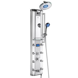 Panneau de douche multifonction d'AKDY, aluminium, argenté, 51 po