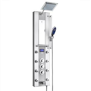 Panneau de douche à commande thermostatique d'AKDY, aluminium, argenté, 51 po