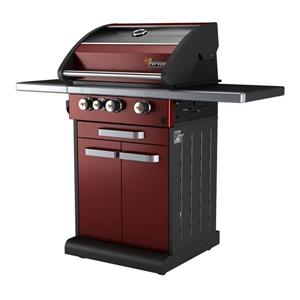 Barbecue au propane Fervor avec tablettes, 3 brûleurs, 30,000 BTU, rouge