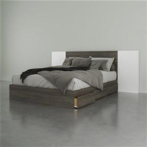 Nexera 3 Piece Bedroom Set -  Bark Grey and White - Queen Size