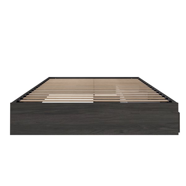 Nexera Storage Platform Bed - 3-Drawer - Bark Grey - Queen Size