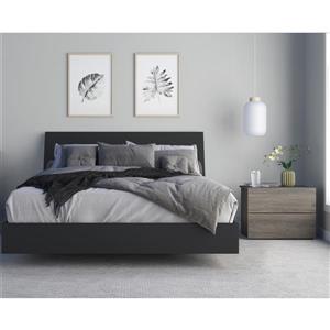 Nexera Avatar 3 Piece Bedroom Set -  Bark Grey and Black - Queen Size