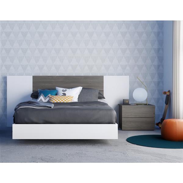 Nexera Monroe 4 Piece Bedroom Set -  Bark Grey and White - Full Size