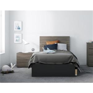 Ensemble de chambre à coucher 3 pièces Chinook, gris écorce et noir, lit simple