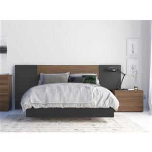 Nexera Mantra 4 Piece Bedroom Set -  Walnut and Black - Full Size