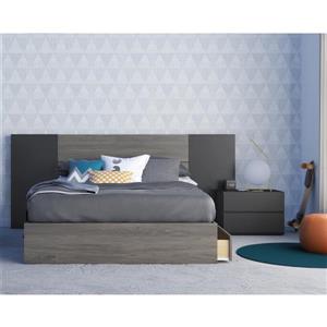 Nexera Amaro 4 Piece Bedroom Set - Bark Grey and Black - Full Size