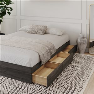 Nexera Storage Platform Bed - Twin Size - Bark Grey