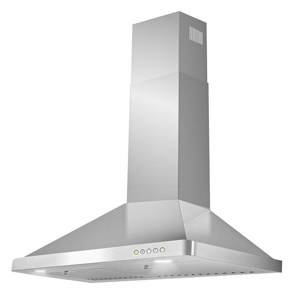 Cosmo 30-in 380 CFM Vista Collection Ducted Wall Mount Range Hood w/ Button Controls and LED Lights - Stainless Steel