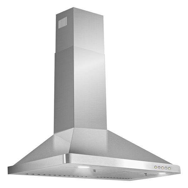 Cosmo 30-in 380 CFM Vista Collection Ducted Wall Mount Range Hood w/ Button Controls and LED Lights - Stainless Steel