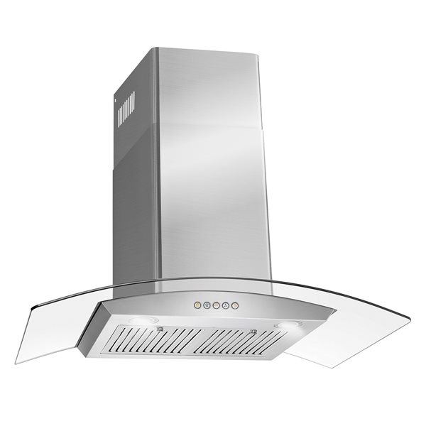 Cosmo 36-in 380 CFM Vista Collection Ducted Wall Mount Range Hood w/ Button Controls and LED Lights - Stainless Steel