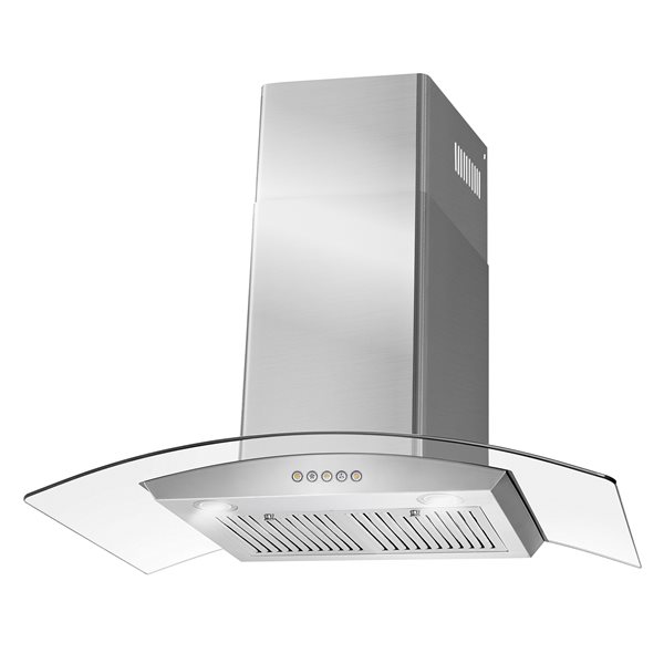 Cosmo 36-in 380 CFM Vista Collection Ducted Wall Mount Range Hood w/ Button Controls and LED Lights - Stainless Steel