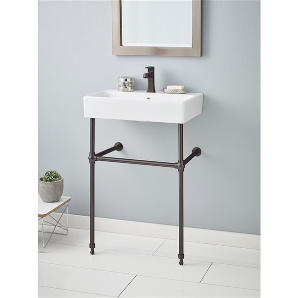 Cheviot Nuo Console Bathroom Sink - 23.3-in - White/Antique Bronze