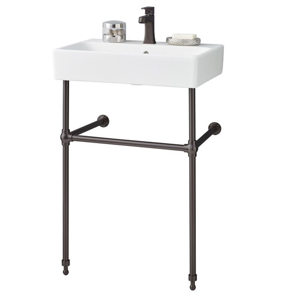 Cheviot Nuo Console Bathroom Sink - 23.3-in - White/Antique Bronze