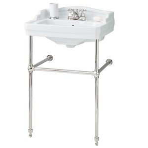 Cheviot Essex Console Bathroom Sink - Vitreous China - 24-in - White/Polished Nickel