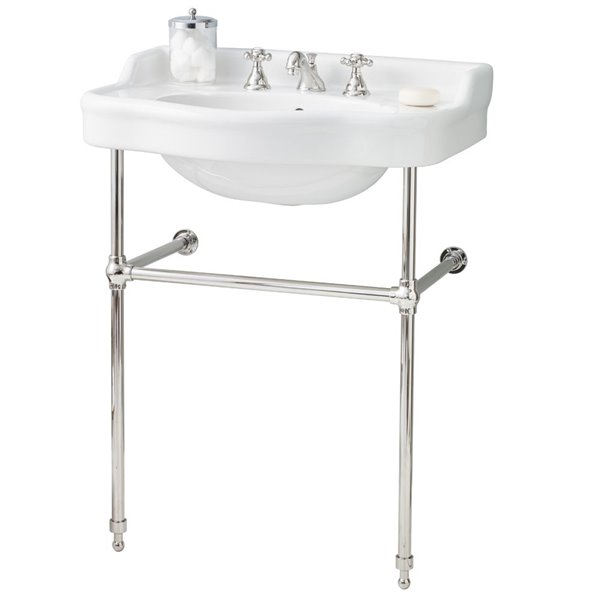 Cheviot Antique Console Bathroom Sink 28in White/Polished Nickel