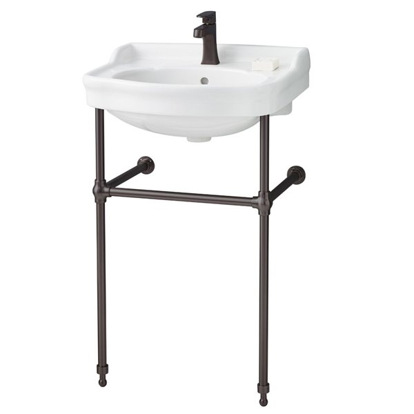 Cheviot Antique Console Bathroom Sink 22.50in White/Antique Bronze