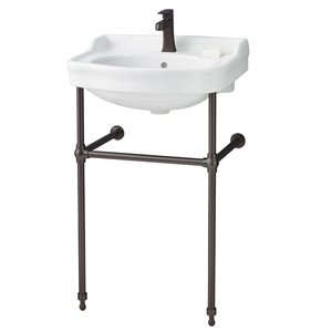 Cheviot Antique Console Bathroom Sink - 22.50-in - White/Antique Bronze