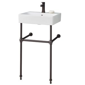 Cheviot Nuo Console Bathroom Sink - 19.75-in - White/Antique Bronze