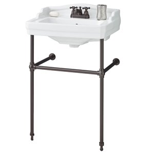 Cheviot Essex Console Bathroom Sink - Vitreous China - 24-in - White/Antique Bronze