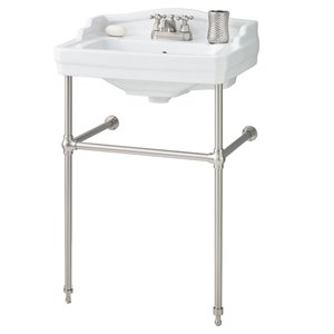 Cheviot Essex Console Bathroom Sink - Vitreous China - 24-in - White/Brushed Nickel