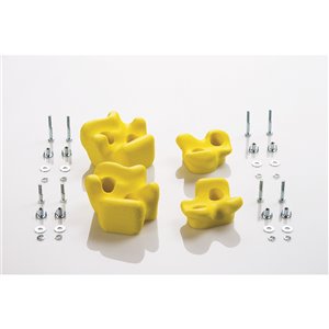 Prises d'escalade de Creative Cedar Designs, jaune, ensemble de 4