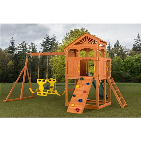 Creative Cedar Designs Timber Valley Playset -  Multicolor with Green Slide