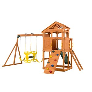 Creative Cedar Designs Timber Valley Playset -  Multicolor with Green Slide