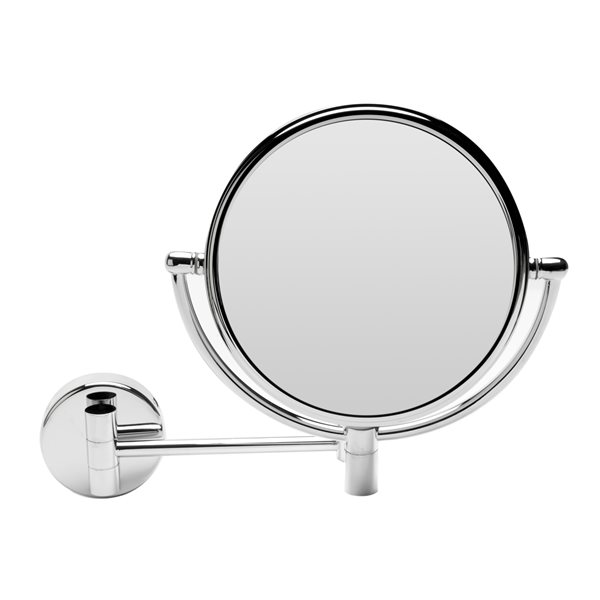 ALFI brand  Round Wall Mount Cosmetic Mirror - 5x Magnify - 8-in - Polished Brass