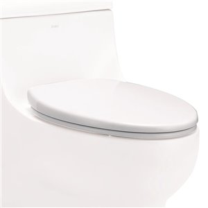 EAGO Slow-Close Toilet Seat for Elongated Toilet - Plastic - 18.75-in - White