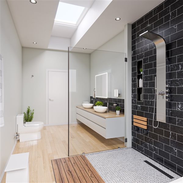 ALFI brand Shower Panel System with 2 Body Sprays - Rain Shower Head - Brushed Stainless Steel