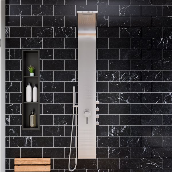 ALFI brand Shower Panel System with 2 Body Sprays - Rain Shower Head - Brushed Stainless Steel