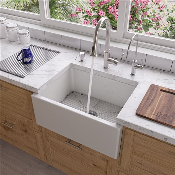 Image of Alfi Brand | Apron Front/farmhouse Kitchen Sink - Single Bowl - 23.63-In X 18-In - White | Rona