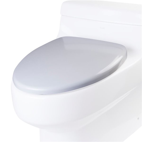 EAGO Slow Close Toilet Seat for Elongated Toilet Plastic 19 in x 15.25 in White