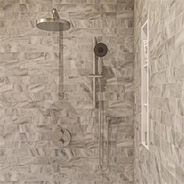 ALFI brand Thermostatic Shower Bar System with Diverter - Brushed Nickel