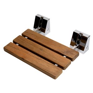ALFI brand Shower Seat Bench - 16-in - Wood and Polished Chrome
