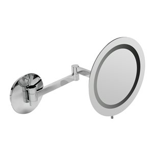 ALFI brand Wall Mount Cosmetic Mirror with LED Light - 5x Magnify - 9-in - Polished Brass