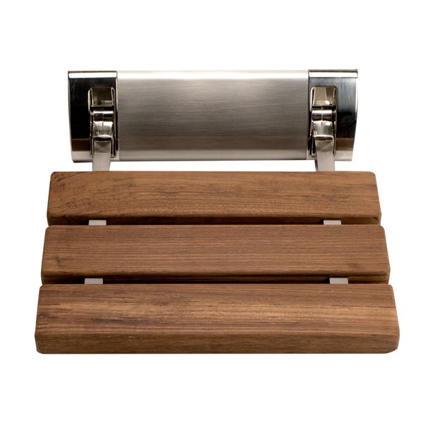 ALFI brand Shower Seat Bench - 14-in - Wood and Brushed Nickel