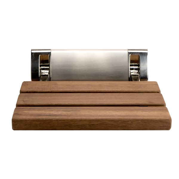 ALFI brand Shower Seat Bench - 14-in - Wood and Brushed Nickel