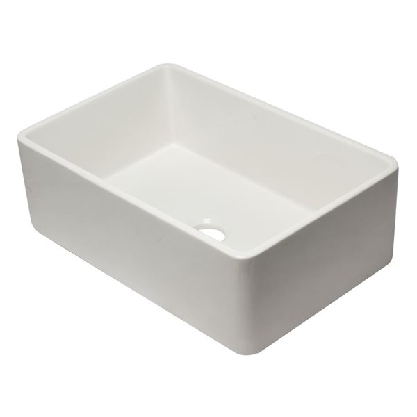 ALFI brand Apron Front/Farmhouse Kitchen Sink - Single Bowl - 29.75-in x 20.88-in - White