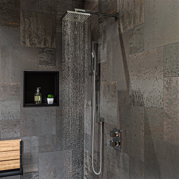 ALFI brand Thermostatic Shower Bar System with Diverter - Square Shower Head - Polished Chrome