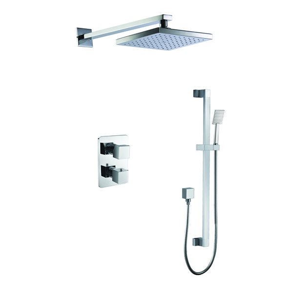 ALFI brand Thermostatic Shower Bar System with Diverter - Square Shower Head - Polished Chrome