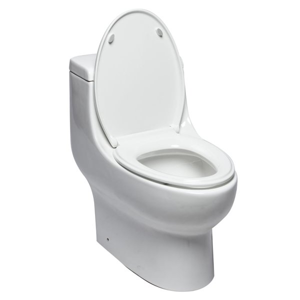 EAGO 1-Piece Toilet - Dual Flush - Standard Height - 15.75-in - White