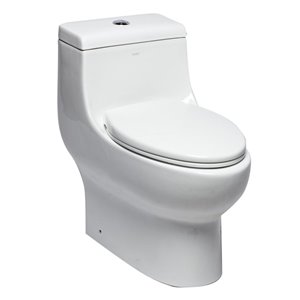 EAGO 1-Piece Toilet - Dual Flush - Standard Height - 15.75-in - White