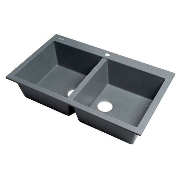 ALFI brand Drop-in Kitchen Sink - Double Bowl - 33.88-in x 20.13-in - Grey