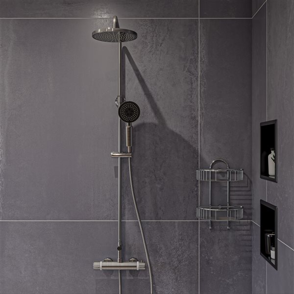 ALFI brand Thermostatic Shower Bar System - Brushed Nickel