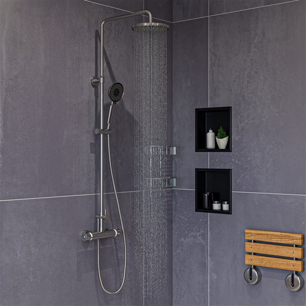 ALFI brand Thermostatic Shower Bar System - Brushed Nickel